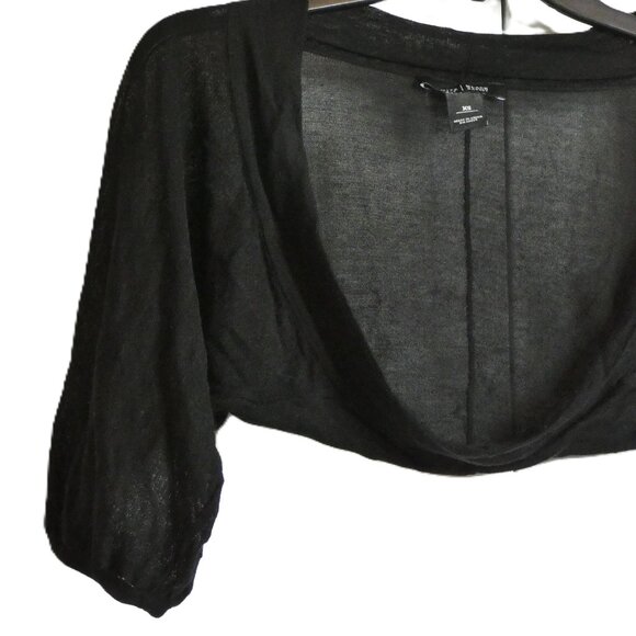 WHBM Black Shrug Size XS Short Sweater 3/4 Sleeve Wear with Strapless Dress - Picture 5 of 6